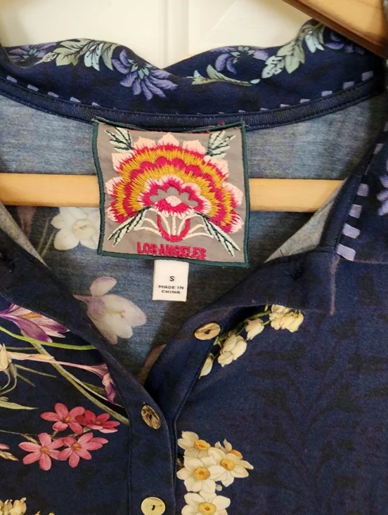 Johnny Was Willowa Polo Tunic Dress Floral Blue Pink Size S resort Travel Beach - Picture 8 of 11